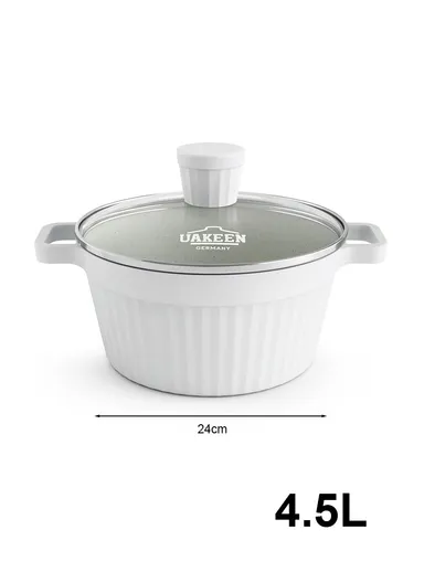 20/24/28/32cm Granite Non-Stick Die-Casting Casserole With 28cm Shallow Pot Set VK-201 - Cream