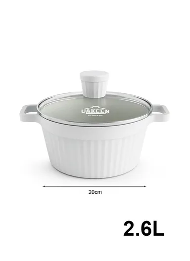20/24/28/32cm Granite Non-Stick Die-Casting Casserole With 28cm Shallow Pot Set VK-201 - Cream