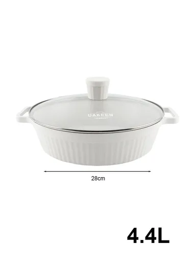 20/24/28/32cm Granite Non-Stick Die-Casting Casserole With 28cm Shallow Pot Set VK-201 - Cream