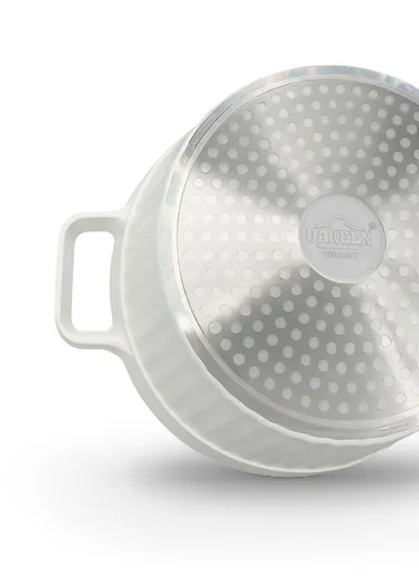 20/24/28/32cm Granite Non-Stick Die-Casting Casserole With 28cm Shallow Pot Set VK-201 - Cream