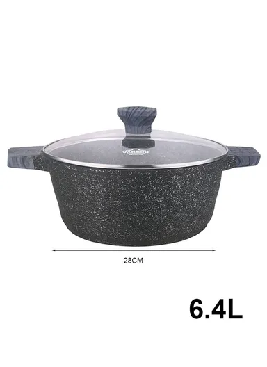 24/28 Casserole + 16cm Sauce Pan + 28cm Fry Pan Granite Coating Cookware Set VK-25 - Black