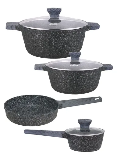 24/28 Casserole + 16cm Sauce Pan + 28cm Fry Pan Granite Coating Cookware Set VK-25 - Black