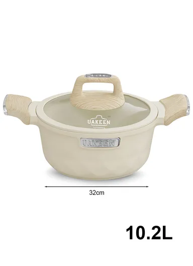 20/24/28/32cm Granite Non-Stick Die-Casting Casserole With 28cm Shallow Pot Set VK-51 - Cream