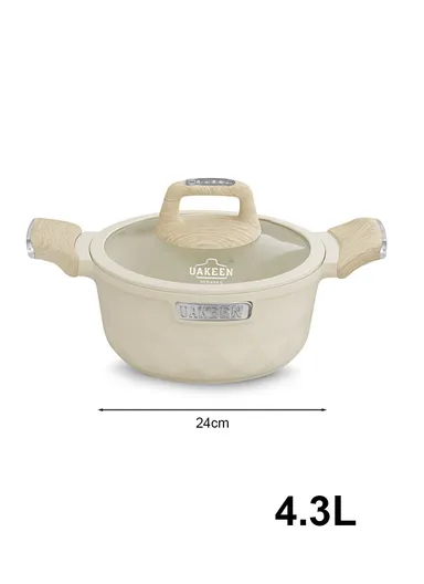 20/24/28/32cm Granite Non-Stick Die-Casting Casserole With 28cm Shallow Pot Set VK-51 - Cream