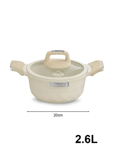 20/24/28/32cm Granite Non-Stick Die-Casting Casserole With 28cm Shallow Pot Set VK-51 - Cream