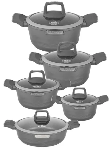 20/24/28/32cm Non-Stick Die-Casting Granite Coating, Casserole With 28cm Shallow Pot Set VK-51 - Grey