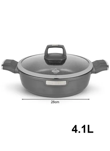 20/24/28/32cm Non-Stick Die-Casting Granite Coating, Casserole With 28cm Shallow Pot Set VK-51 - Grey