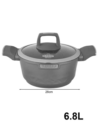 20/24/28/32cm Non-Stick Die-Casting Granite Coating, Casserole With 28cm Shallow Pot Set VK-51 - Grey