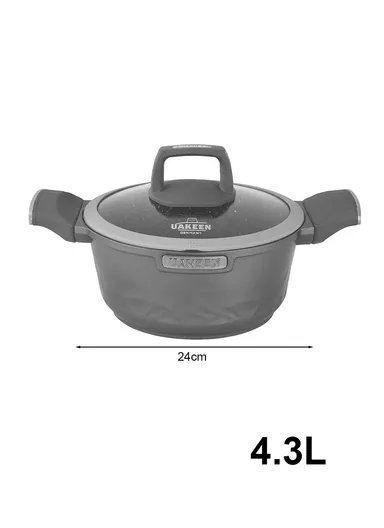 20/24/28/32cm Non-Stick Die-Casting Granite Coating, Casserole With 28cm Shallow Pot Set VK-51 - Grey