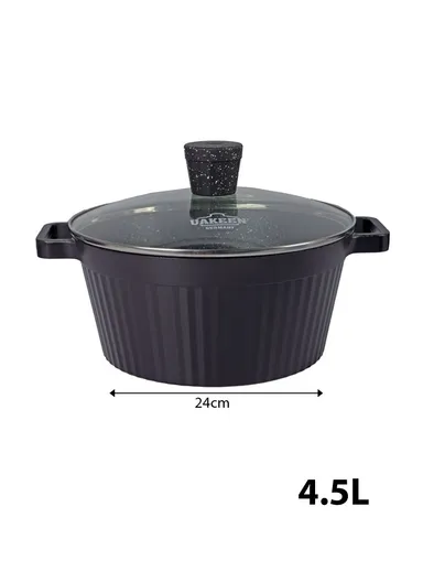 20/24/28/32cm Granite Non-Stick Die-Casting Casserole With 28cm Shallow Pot Set VK-202 - Black