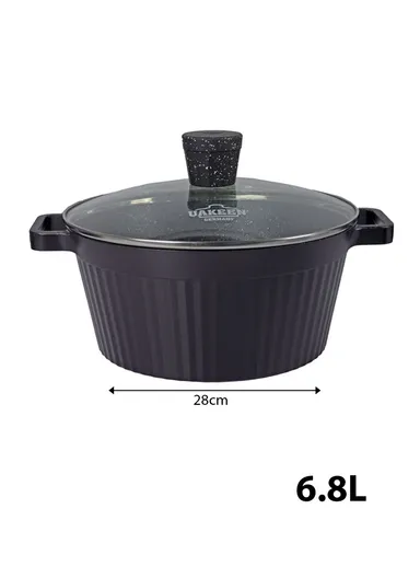 20/24/28/32cm Granite Non-Stick Die-Casting Casserole With 28cm Shallow Pot Set VK-202 - Black