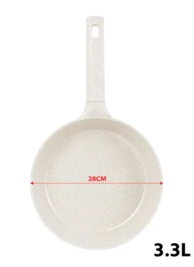 20/24/28/32cm Granite Non-Stick Die-Casting Casserole With 28cm Shallow Pot Set VK-202 - Cream