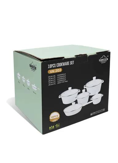 20/24/28/32cm Granite Non-Stick Die-Casting Casserole With 28cm Shallow Pot Set VK-202 - Cream