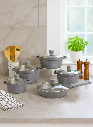 20/24/28/32cm Granite Non-Stick Die-Casting Casserole With 28cm Shallow Pot Set VK-202 - Grey