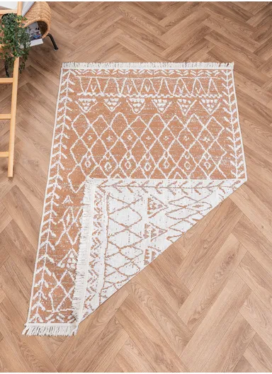 120 x 180 cm Mirror Craft Tribal Double Sided Decorative Rug - Brown / White
