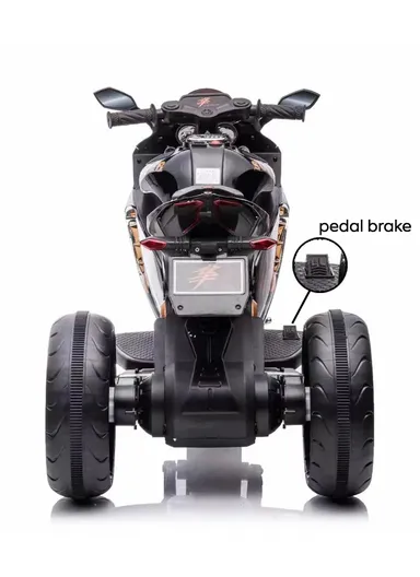 3 Years+ Rechargeable Kids Ride-On Motor Bike with Handle Accelerator &amp; Brake Pedal, LED Lights &amp; Music (L105 × W56 × H68)cm – Black
