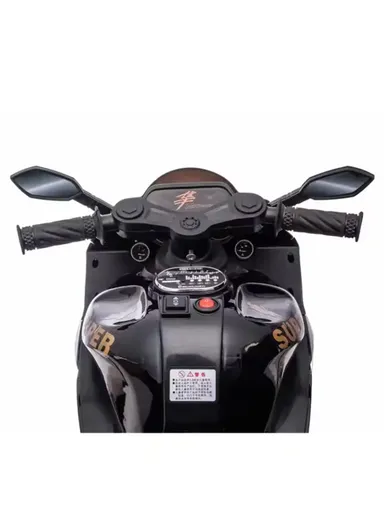 3 Years+ Rechargeable Kids Ride-On Motor Bike with Handle Accelerator &amp; Brake Pedal, LED Lights &amp; Music (L105 × W56 × H68)cm – Black