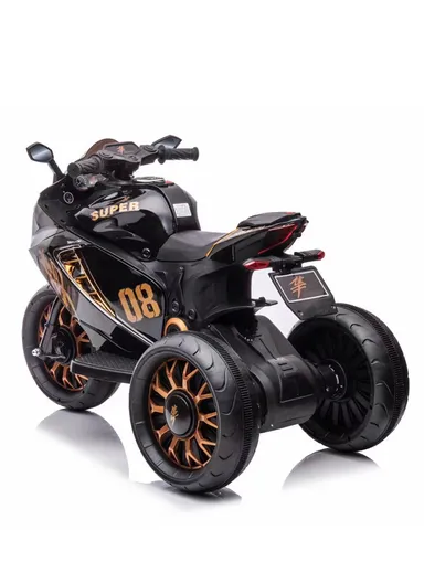 3 Years+ Rechargeable Kids Ride-On Motor Bike with Handle Accelerator &amp; Brake Pedal, LED Lights &amp; Music (L105 × W56 × H68)cm – White