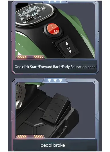 3 Years+ Rechargeable Kids Ride-On Motor Bike with Handle Accelerator &amp; Brake Pedal, LED Lights &amp; Music (L105 × W56 × H68)cm – Red