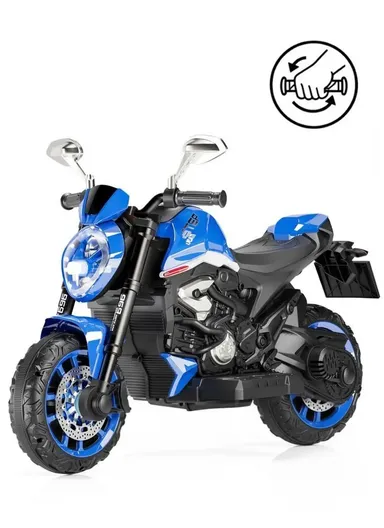 3 Years+ Rechargeable Kids Ride-On Motor Bike with Handle Accelerator &amp; Brake Pedal, LED Lights &amp; Music (L105 × W56 × H68)cm – Blue