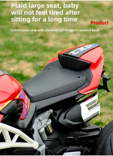 3 Years+ 12V Rechargeable Kids Ride-On Motor Bike with Bluetooth, LED Wheel Lights, Handle Accelerator &amp; Brake Pedal (L136 x W65 x H87)cm - Black