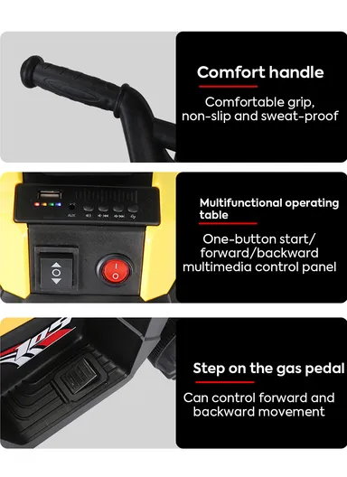 3 Years+Rechargeable Kids Ride-On Motor Bike with Bluetooth, Music, USB, Early Education, LED Dashboard Light &amp; Foot Pedal Accelerator (L69 x W41 x H47)cm - Red