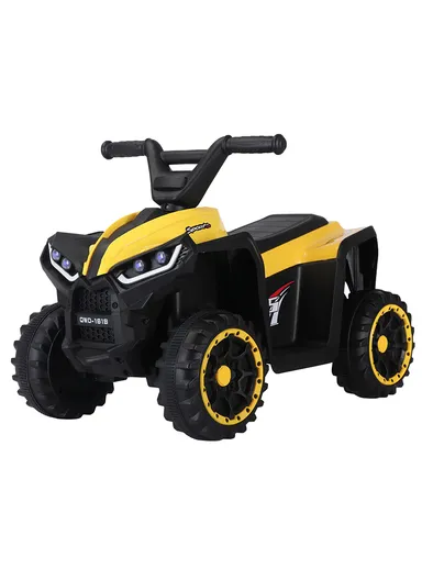 3 Years+Rechargeable Kids Ride-On Motor Bike with Bluetooth, Music, USB, Early Education, LED Dashboard Light &amp; Foot Pedal Accelerator (L69 x W41 x H47)cm - Yellow