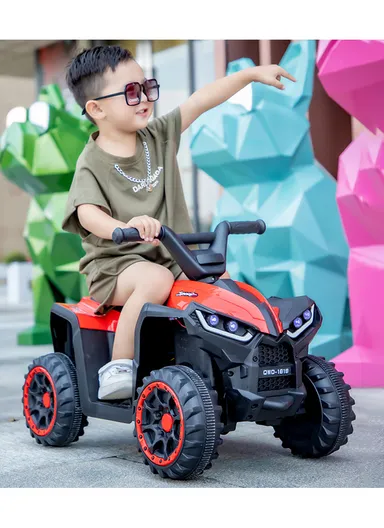 3 Years+Rechargeable Kids Ride-On Motor Bike with Bluetooth, Music, USB, Early Education, LED Dashboard Light &amp; Foot Pedal Accelerator (L69 x W41 x H47)cm - Yellow