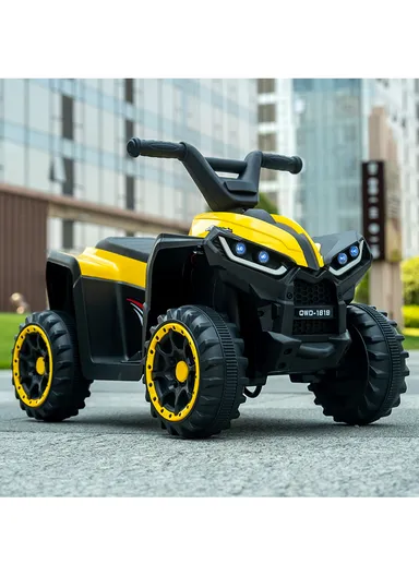 3 Years+Rechargeable Kids Ride-On Motor Bike with Bluetooth, Music, USB, Early Education, LED Dashboard Light &amp; Foot Pedal Accelerator (L69 x W41 x H47)cm - Yellow