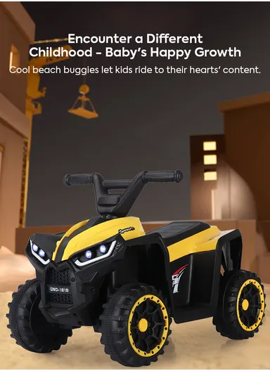 3 Years+Rechargeable Kids Ride-On Motor Bike with Bluetooth, Music, USB, Early Education, LED Dashboard Light &amp; Foot Pedal Accelerator (L69 x W41 x H47)cm - Yellow