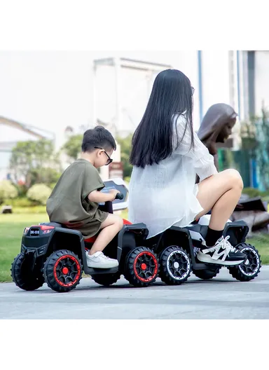 3 Years+Rechargeable Kids Ride-On Motor Bike with Bluetooth, Music, USB, Early Education, LED Dashboard Light &amp; Foot Pedal Accelerator (L69 x W41 x H47)cm - White