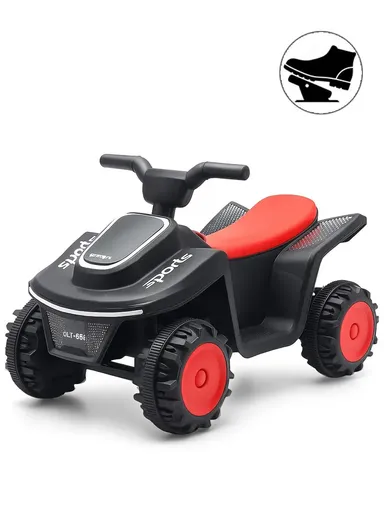 3 Years+ Rechargeable Kids Ride-On Quad Bike with Lights, Music, USB, Early Education &amp; Foot Pedal Accelerator (L67 x W35 x H34)cm – Red 