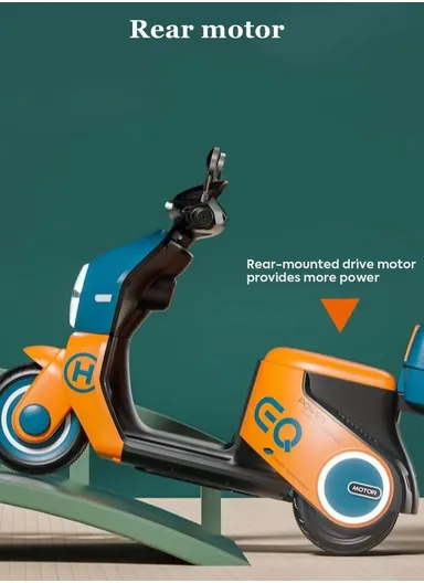 3 Years+Rechargeable Kids Ride-On Motor Bike with Bluetooth, LED Lights &amp; Rear Storage Box (L90 x W40 x H68)cm - Blue