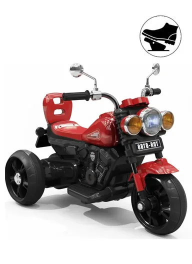 3 Years+ Rechargeable Kids Ride-On Motor Bike with Bluetooth, LED Lights &amp; Foot Accelerator - Red