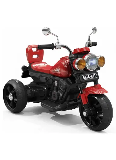 3 Years+ Rechargeable Kids Ride-On Motor Bike with Bluetooth, LED Lights &amp; Foot Accelerator - Red