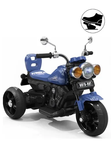 3 Years+ Rechargeable Kids Ride-On Motor Bike with Bluetooth, LED Lights &amp; Foot Accelerator - Blue