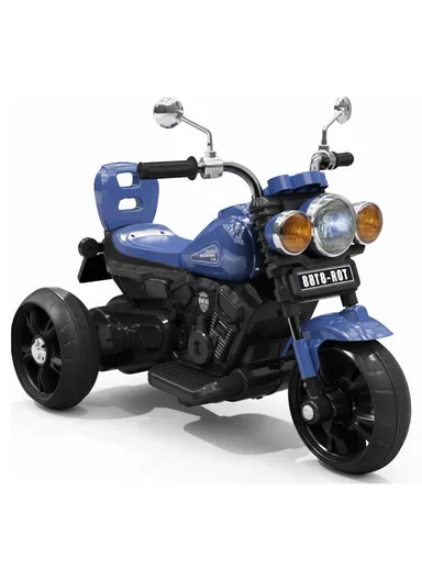 3 Years+ Rechargeable Kids Ride-On Motor Bike with Bluetooth, LED Lights &amp; Foot Accelerator - Blue