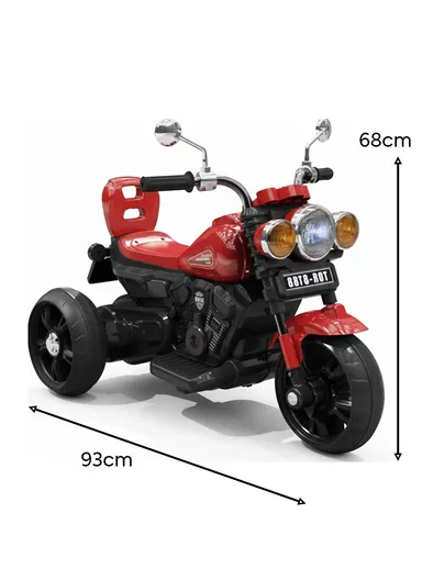 3 Years+ Rechargeable Kids Ride-On Motor Bike with Bluetooth, LED Lights &amp; Foot Accelerator - Blue