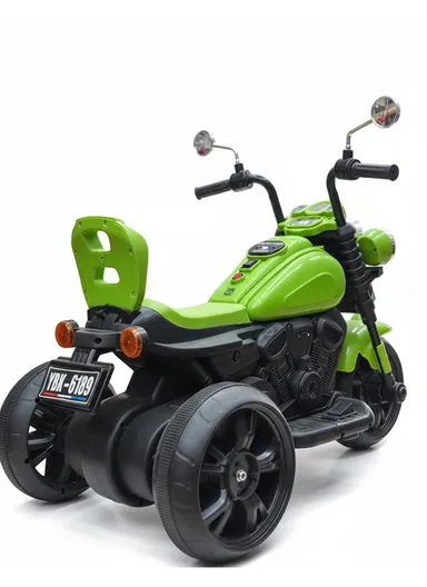 3 Years+ Rechargeable Kids Ride-On Motor Bike with Bluetooth, LED Lights &amp; Foot Accelerator - Blue