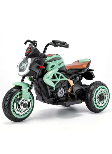 3 Years+Rechargeable Kids Ride-On Motor Bike with Bluetooth, LED Lights &amp; Realistic Sport Design (L95 x W58 x H45)cm – Green