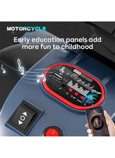 3 Years+Rechargeable Kids Ride-On Motor Bike with Bluetooth, LED Lights &amp; Realistic Sport Design (L95 x W58 x H45)cm – Green