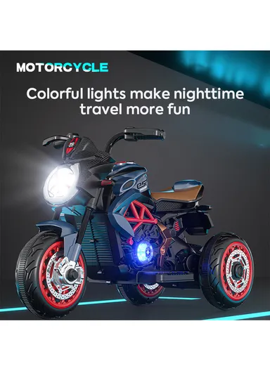 3 Years+Rechargeable Kids Ride-On Motor Bike with Bluetooth, LED Lights &amp; Realistic Sport Design (L95 x W58 x H45)cm – Green