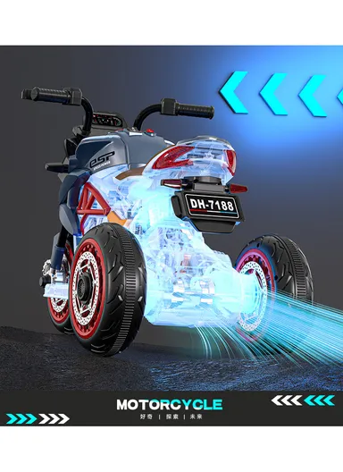 3 Years+Rechargeable Kids Ride-On Motor Bike with Bluetooth, LED Lights &amp; Realistic Sport Design (L95 x W58 x H45)cm – Green