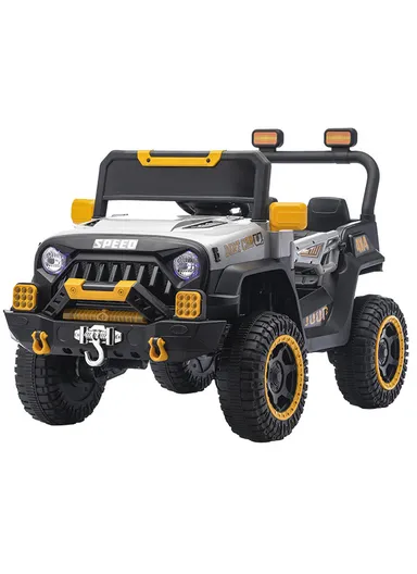 3 Years+ Rechargeable Kids Ride-On Jeep Car with Bluetooth, Remote Control, 2 Speeds, Swing Function &amp; Shock Absorbers (L105 x W63 x H68)cm – Grey