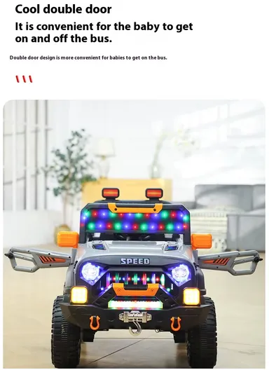 3 Years+ Rechargeable Kids Ride-On Jeep Car with Bluetooth, Remote Control, 2 Speeds, Swing Function &amp; Shock Absorbers (L105 x W63 x H68)cm – Grey