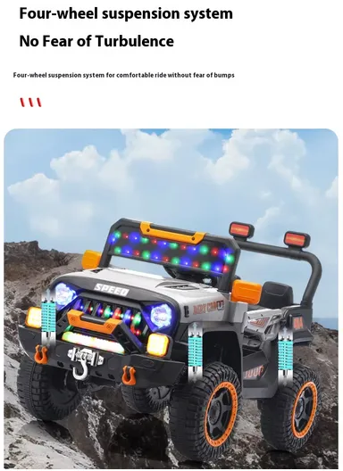 3 Years+ Rechargeable Kids Ride-On Jeep Car with Bluetooth, Remote Control, 2 Speeds, Swing Function &amp; Shock Absorbers (L105 x W63 x H68)cm – Grey