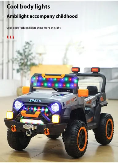 3 Years+ Rechargeable Kids Ride-On Jeep Car with Bluetooth, Remote Control, 2 Speeds, Swing Function &amp; Shock Absorbers (L105 x W63 x H68)cm – Grey