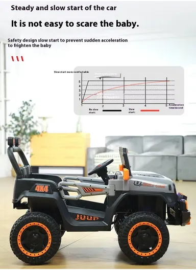 3 Years+ Rechargeable Kids Ride-On Jeep Car with Bluetooth, Remote Control, 2 Speeds, Swing Function &amp; Shock Absorbers (L105 x W63 x H68)cm – Grey