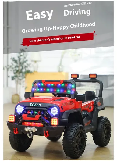 3 Years+ Rechargeable Kids Ride-On Jeep Car with Bluetooth, Remote Control, 2 Speeds, Swing Function &amp; Shock Absorbers (L105 x W63 x H68)cm – Grey