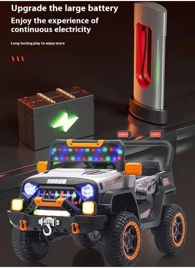 3 Years+ Rechargeable Kids Ride-On Jeep Car with Bluetooth, Remote Control, 2 Speeds, Swing Function &amp; Shock Absorbers (L105 x W63 x H68)cm – Grey